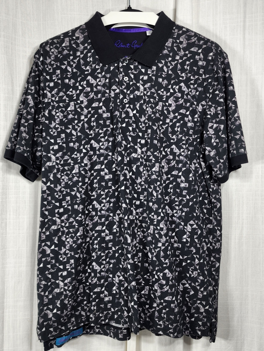 Robert Graham Black Geometric Print Polo Shirt